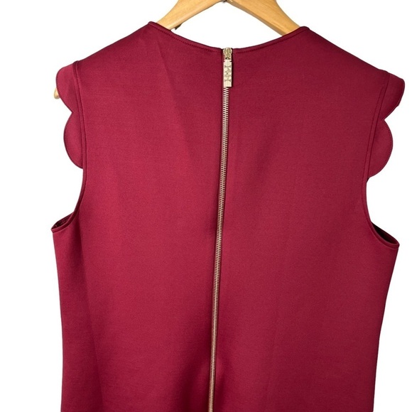 Ted Baker Jasmine Scallop Overlay Shift Dress Maroon Size 5 - Picture 8 of 14
